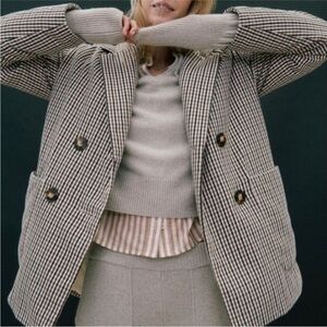 Madewell Padded Jacket in Plaid Double-Breasted Quilted Blazer NB250